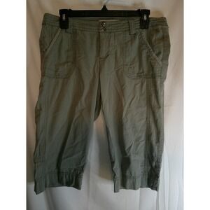 Aeropostale Capri Pants Olive Green Striped Casual Cropped Size 9/10‎